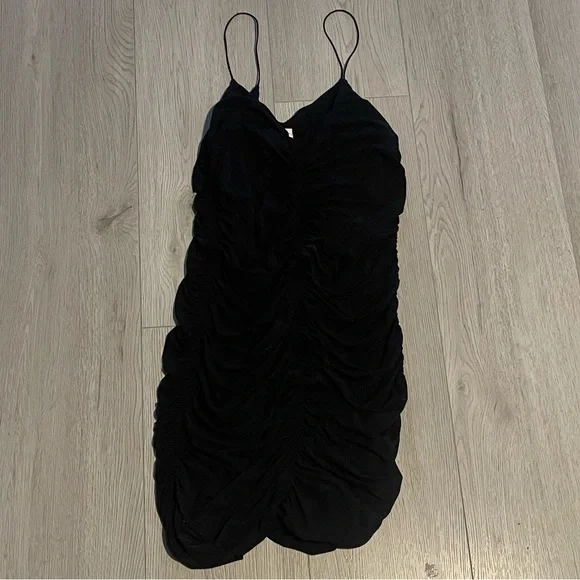 Wilfred Black Ruched Mini Dress - Picture 6 of 7